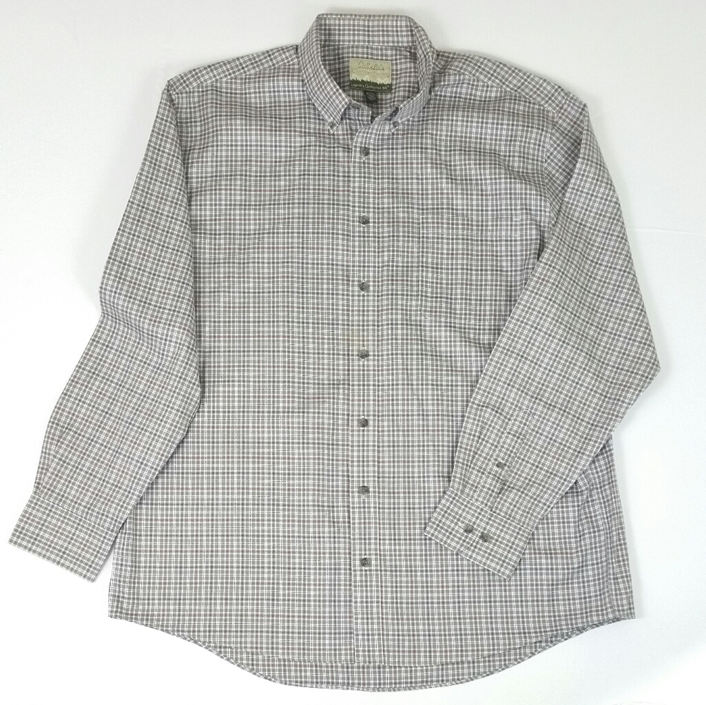 Cabela's Gray Plaid Button Down Shirt